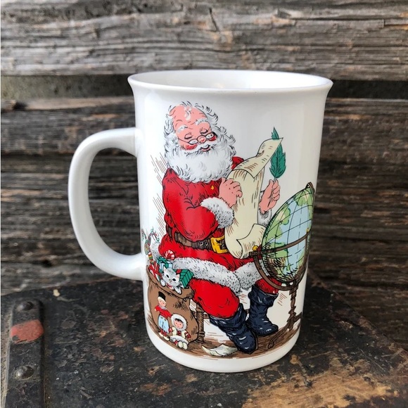 Santa coffee mug Handled ceramic cup 1990s by Potpourri Press “Santa with globe” - Picture 7 of 11